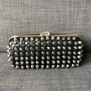 Zara black silver studded clutch
